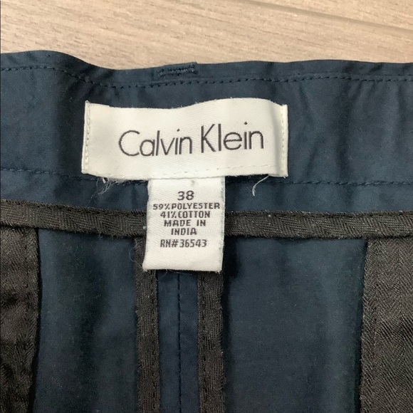Men's Calvin Klein 38 L Large Chino Khakis Shorts Navy Blue Flat Front - Picture 7 of 7